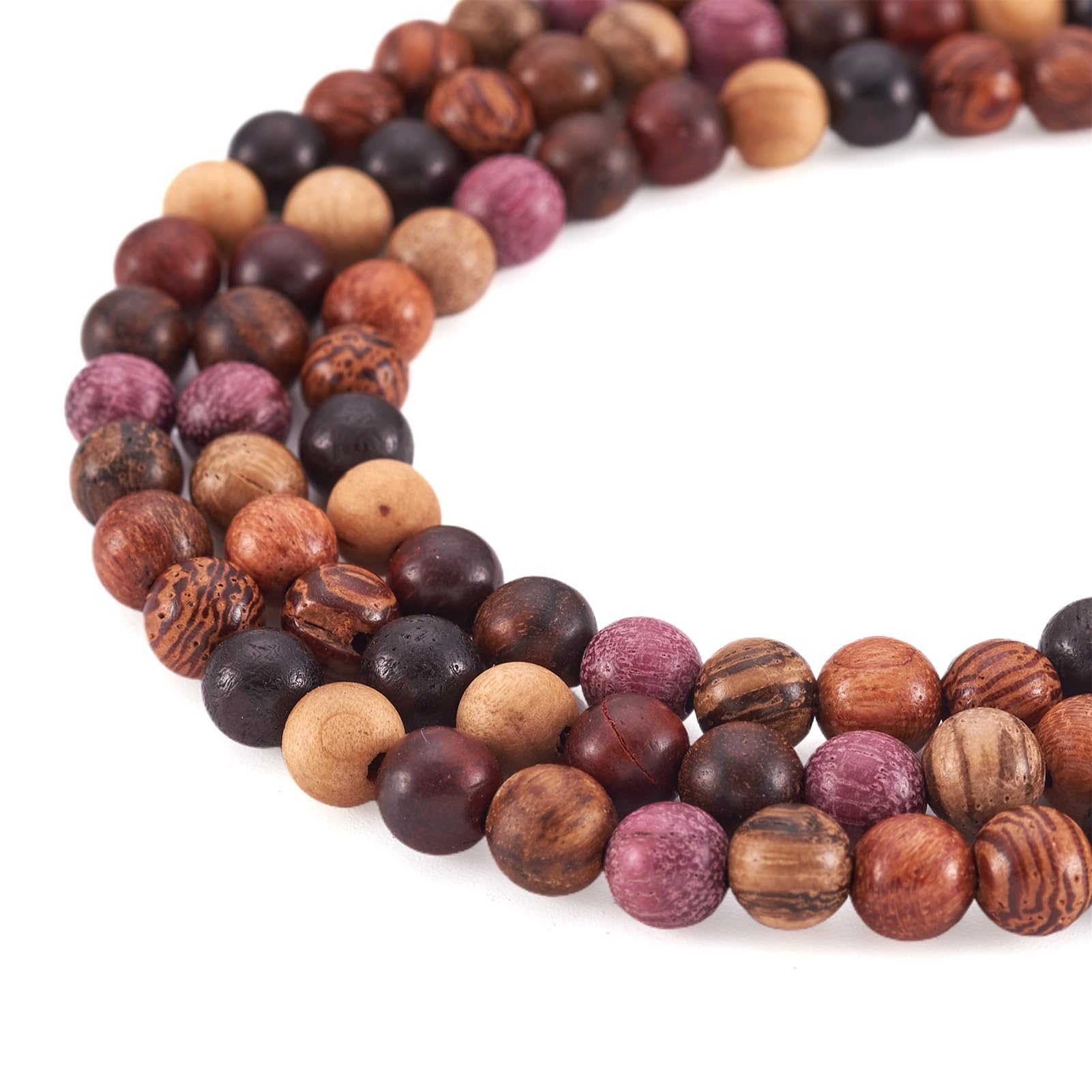 Crafans 64Pcs Natural Wood Beads Strands 6MM Craft Wood Beads Round Loose Spacer Beads Wooden Beads for DIY Bracelet Crafting Jewelry Making — image 1