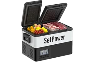 Setpower PT35 Car Refrigerator with AC Adapter,35L Dual Zone Portable Freezer,12 Volt Refrigerator Electric Cooler for Car camping, RV,Truck,Vehicles,Travel and Home Use,12/24V DC & 110/240V AC,0℉-50℉