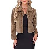 Allegra K Dressy Faux Fur Coat for Women's Cropped Evening Party Snap Button Winter Fluffy Jackets