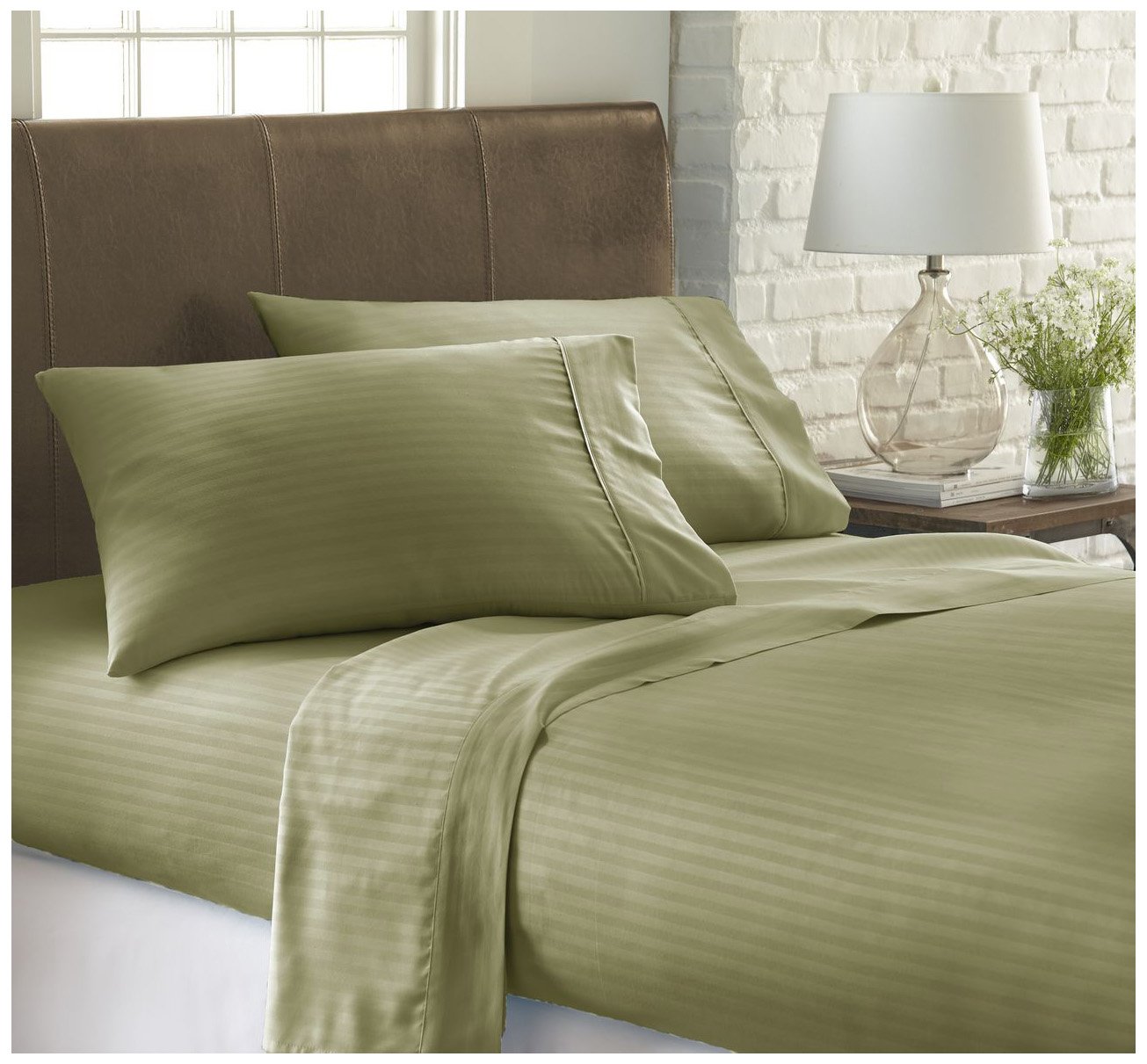ienjoy Home Dobby 4 Piece Home Collection Premium Embossed Stripe Design Bed Sheet Set, California K