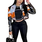 VOIKERDR Leather Jacket Women Zipper Moto Biker Short Leather Jacket Women Bomber Jacket Women Faux Leather Jacket