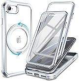 KPV for iPhone SE 2022/3rd/2020/2rd/8/7 Case,3in1/Compatible with MagSafe/with 2X Front Case Protection/Invisible Magnetic Ring Metal Stand/Shockproof Military-Grade Protection(V-Silver, iPhone SE)