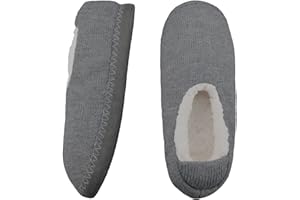 ARUINAER Mens Slipper Socks,Fuzzy Sherpa Lined House Slippers with Thick Soft Soles,Cozy Warm Indoor Knit Gripper Sock Set Non Slip Bottoms, Men's Winter Christmas Gifts