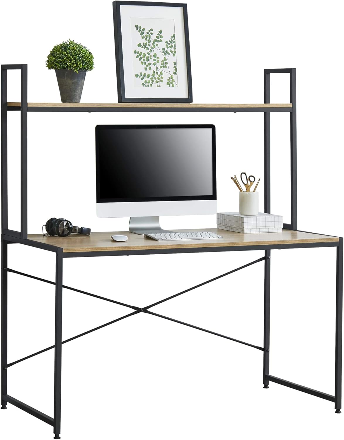 [en.casa] Escritorio con Estante 140 x 120 x 60 cm Escritorio de