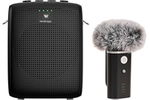 W WINBRIDGE WinBridge WB006 Upgraded Wireless Voice Amplifier – Bluetooth Lapel Microphone with Speaker, Windproof Foam Compact & Portable, Clip-On Mic, Mini Megaphone for Teachers Presenters, Tour Guides