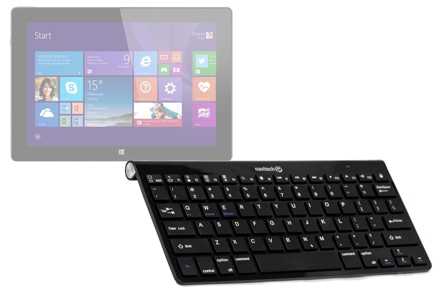 Navitech Black Wireless Windows 8 Bluetooth Keyboard Compatible With