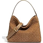 Hylmyrious Suede Woven Tote Bag Braided Handbag Shoulder Purse For Women Large Hobo Satchel Woven Purse Daily Work Travel