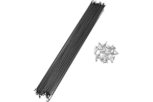 A ABSOPRO Bike Bicycle Spokes 14G Mountain Bike Spokes Steel Black 36Pcs