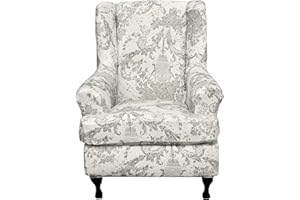 CRFATOP Wingback Chair Cover Slipcovers 2 Piece Stretch Wing Chair Slipcover Spandex Wingback Chair Slipcover Printed Furniture Protector Chair Covers for Living Room Armchair,06