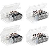 Set of 4 Battery Storage Box - Two AA and Two AAA, Clear Case Holder