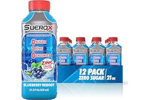 SueroX Sugar Free Sports Drink for Hydration and Recovery, Electrolyte Hydration Drink with 8 Ions, Zero Calorie Sports Drinks, Blueberry Reboot, 21.3 Fl Oz, 12 Count
