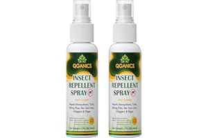 Qganics Mosquito Repellent Spray for Body, Natural Bug Spray DEET-Free, Bug Spray Travel Size Insect Repellent Spray for Skin 2 Fl Oz (2 Pack).