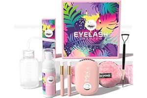 Buqikma Lash Cleaning Kit - Lash Cleanser for Eyelash Extension 60ML Lash Shampoo with Mini Lash Fan Rinse Bottle Cleaning Brushes Hair Band Eyelash Separator Tool,Ideal Lash Wash Kit for Women