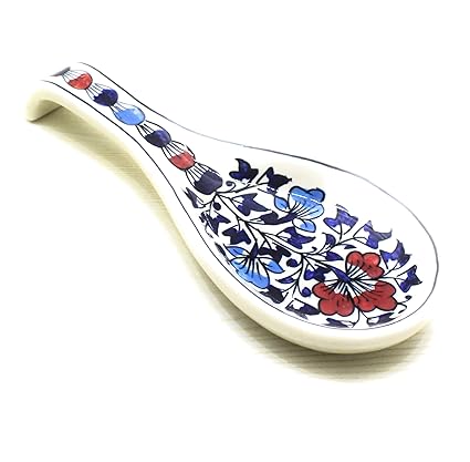 Buy Mirakii Ceramic Hand Painted Spoon Rest Holder For Kitchen For Mixing Serving Spoon Stand Rester On Dinning Table In Color Red And Blue Printed Online At Low Prices In India Amazon In