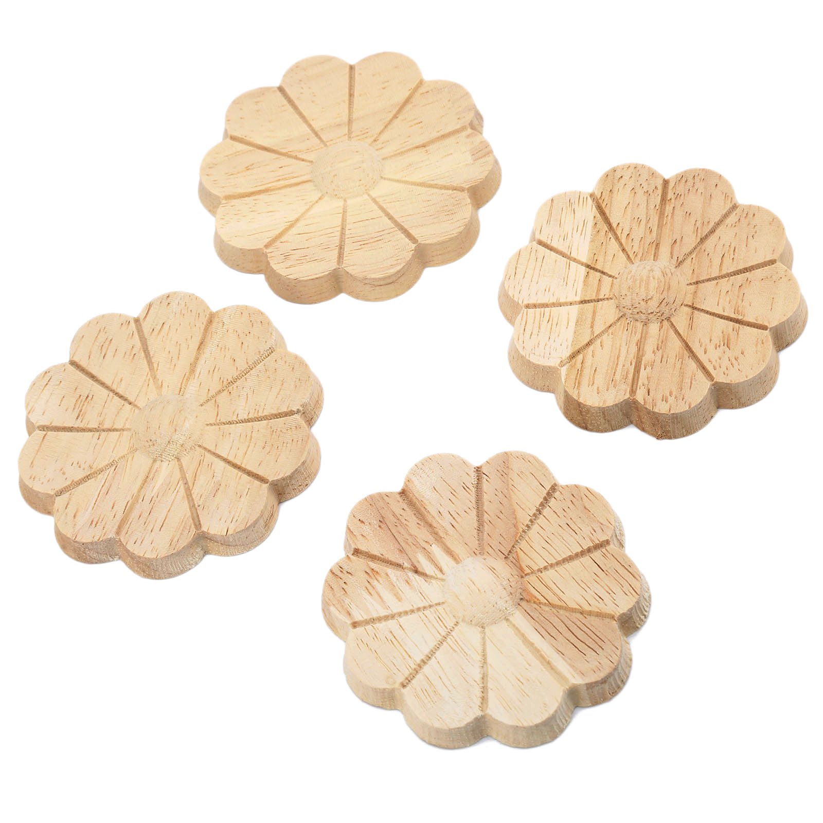 MUXSAM 4pcs 7# Wood Carved Square Corner Flower Onlay Applique Unpainted Door European Style