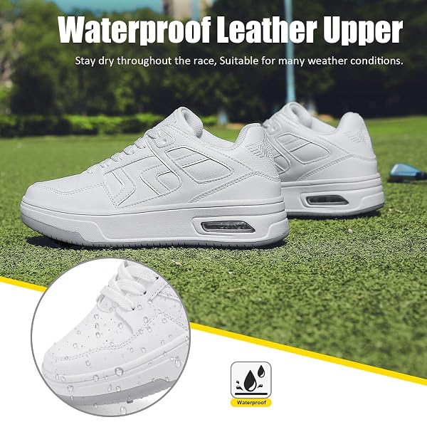 DARIBOM GOLF SHOES MENS WOMENS, SPIKED, WATERPROOF, CUSHIONING GOLF SPORT SNEAKERS (WHITE,44)