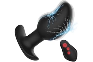 Vibrating Butt Plug Large Prostate Massager, Estim Anal Plug Male Anal Sex Toys, 8 Electric Shock & Vibrating Anal Dildo Vibr
