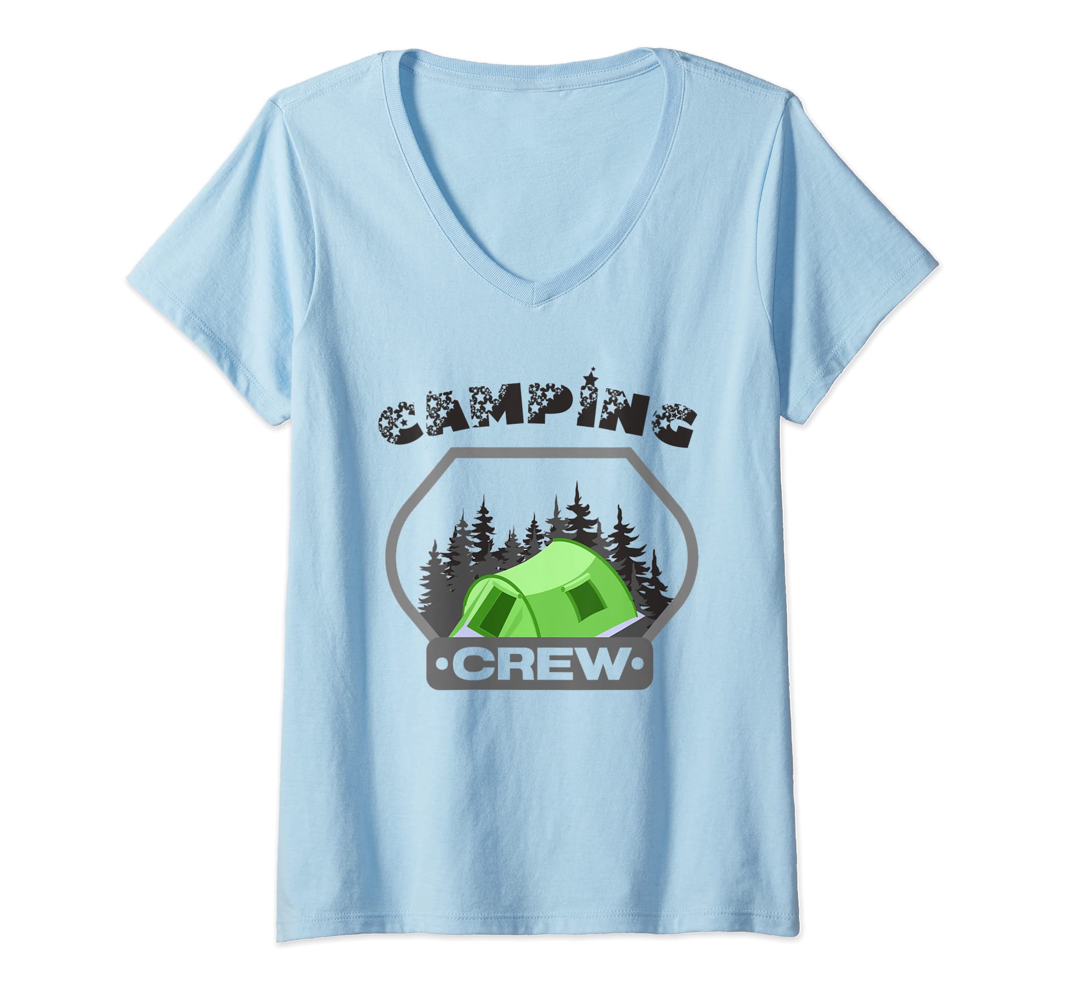 Womens Camping Crew Shirt Family Camping Trip Matching Group Tent V-Neck T-Shirt