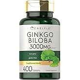 Carlyle Ginkgo Biloba | 400 Tablets | Non-GMO, Gluten Free Herbal Supplement