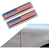 Crynod 2 PCS Car American Flag Metal Decal, 2.2