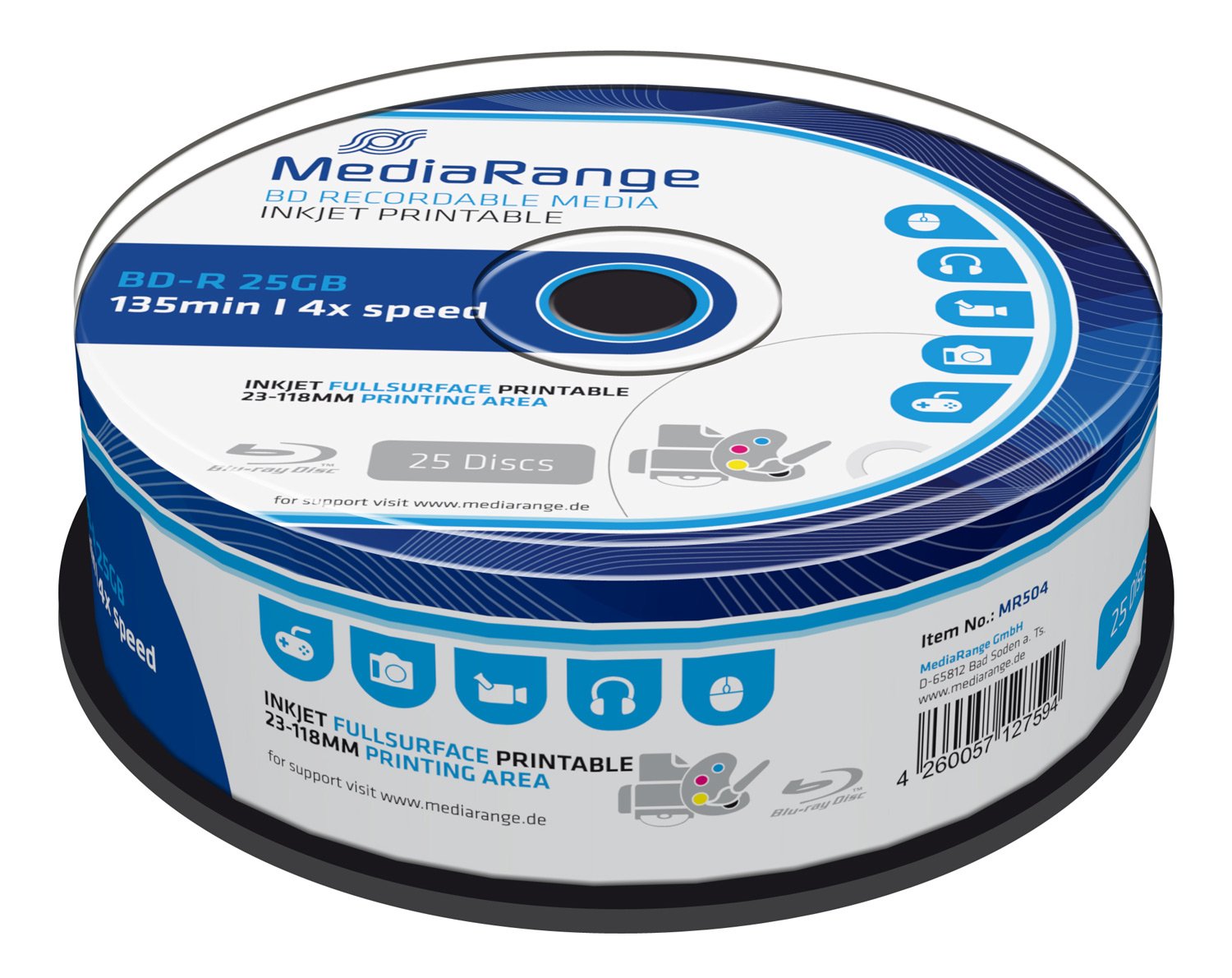 MediaRange MR504 BD-R Blu-ray Disc 4x 25 GB (25 Piece)
