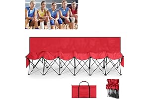 Maeklon 6 Seater Portable Folding Soccer Bench, Team Bench Soccer 6 Seats with Bag, Sideline Folding Benchs, Foldable Chair S
