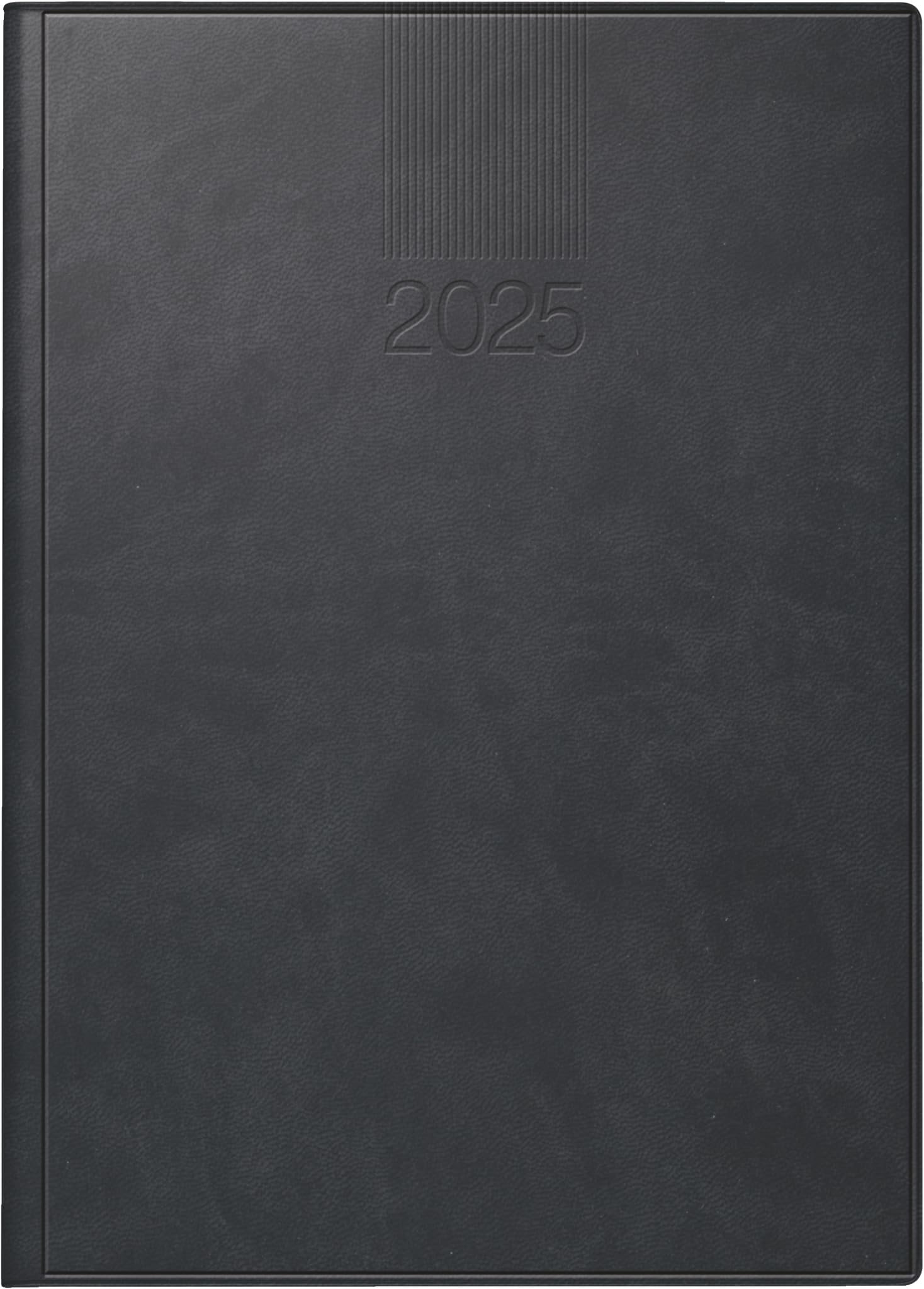 rido/idé Book Calendar Model Roma 1, 2025 Planner, 1 Page = 1 Day, A5, 416 Pages, Faux Leather Cover West, Black