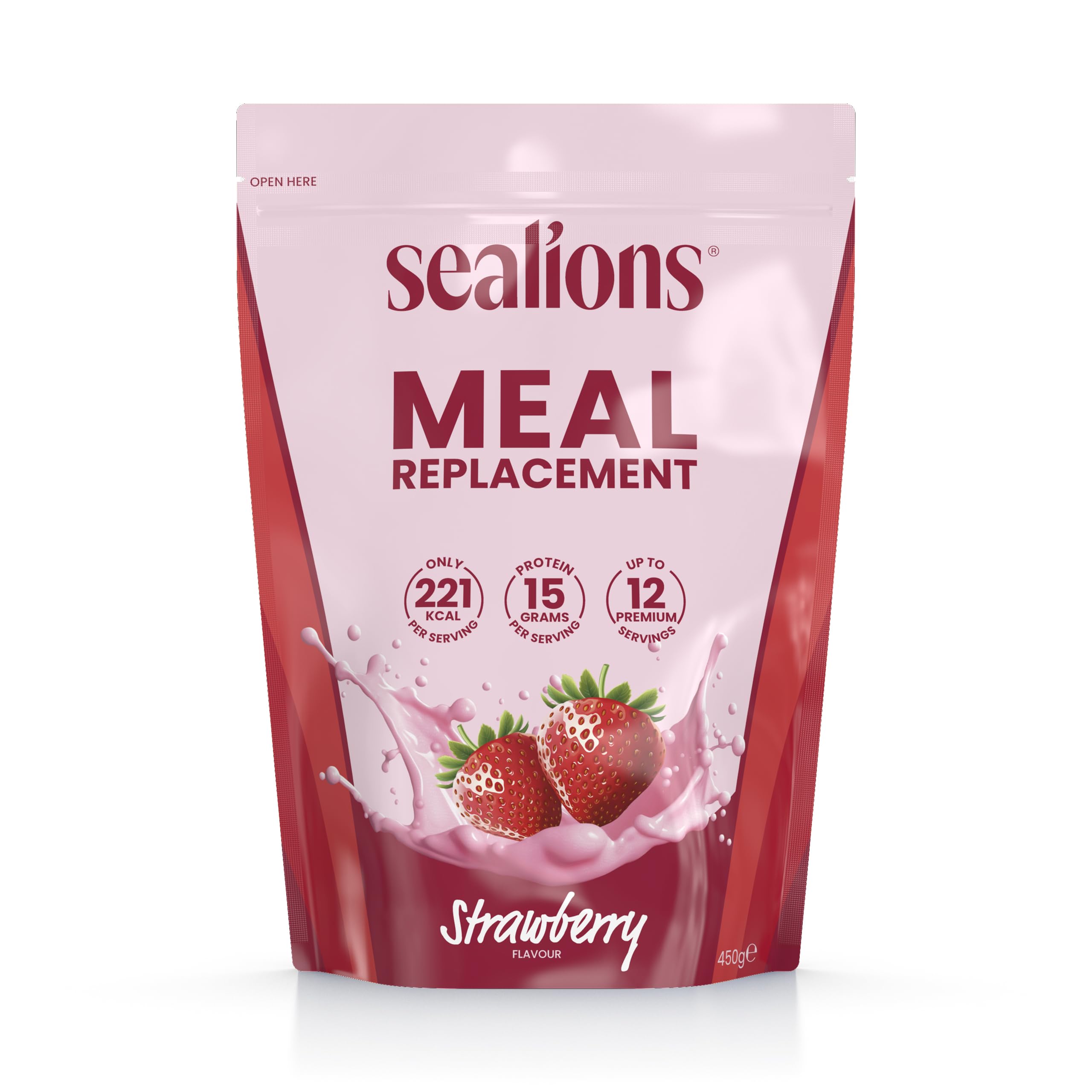 Sealions Meal Replacement Shake Diet Protein Powder 450g Slim Weight Loss Low Calorie (450g, Strawberry)