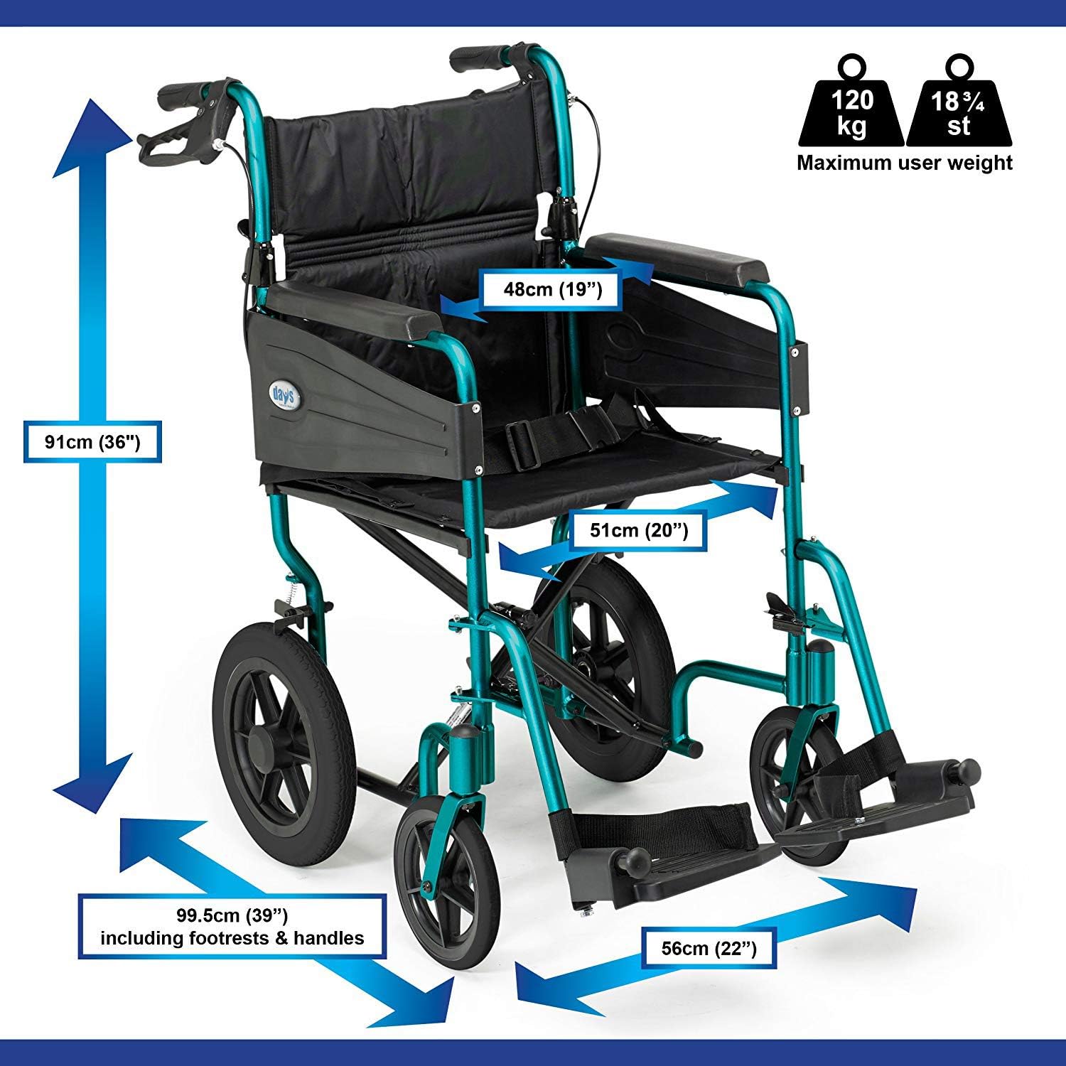 Days Lightweight Wheelchair for Adults Escape Folding Wheelchairs, Compact Wheel Chair with Adjustable Footrests - Image 3