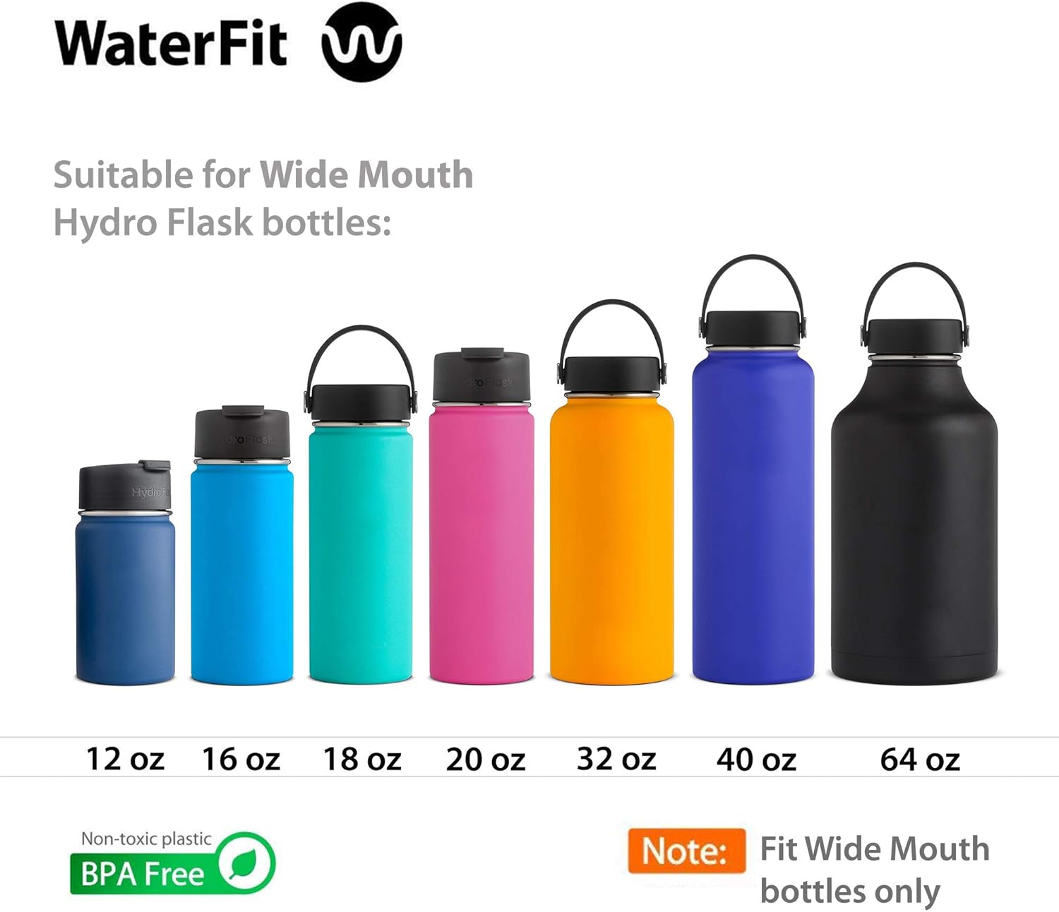 WaterFit Paracord Carrier Strap Cord with Safety Ring and Carabiner for 12-Ounce to 64-Ounce Wide Mouth Water Bottles, DoubleBlue/Compass+FireStarter : Sports & Outdoors