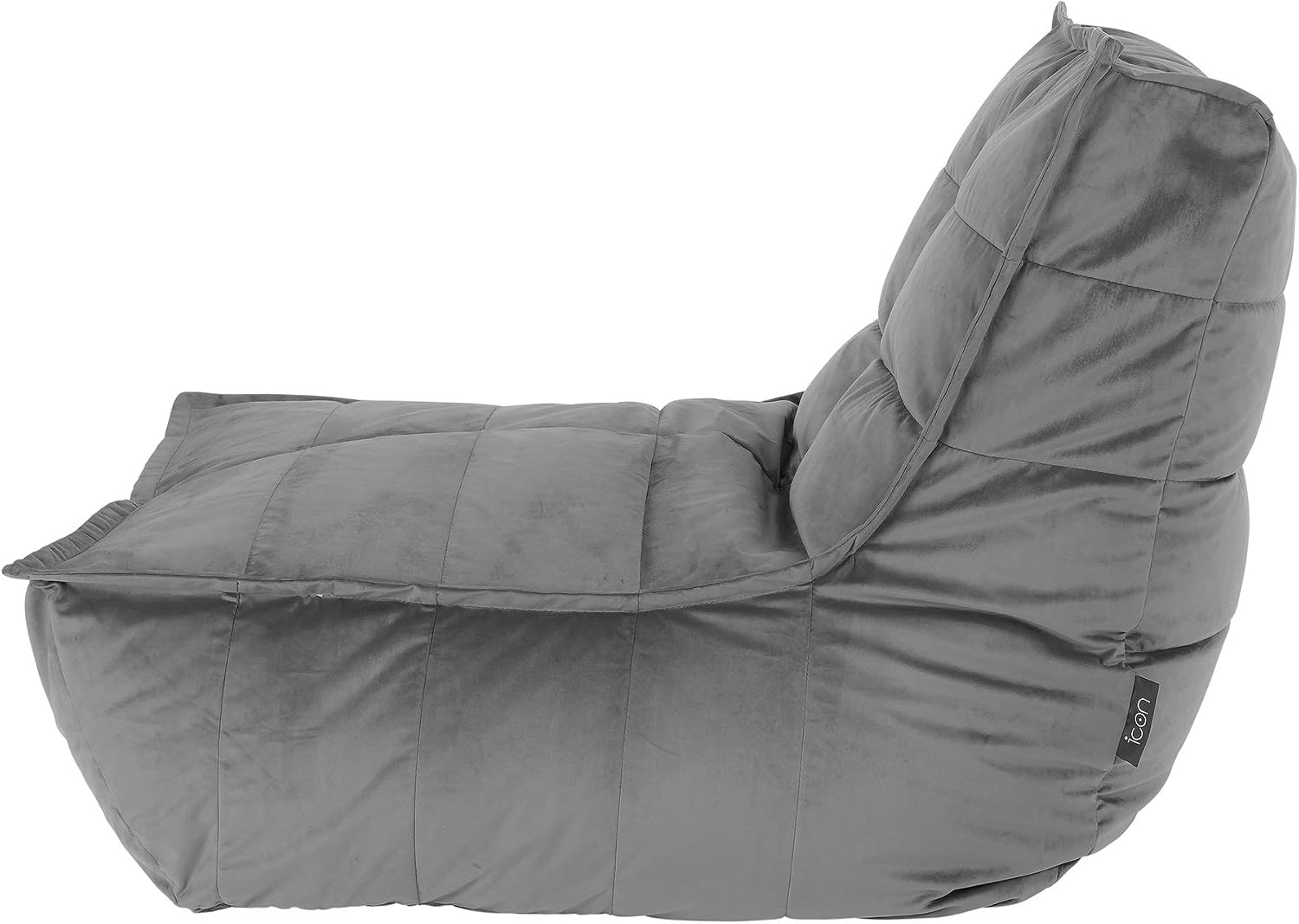 icon Dolce Velvet Lounge Bean Bag Chair, Charcoal Grey, Large Adult Bean Bag with Filling Included, Accent Chair, Living Room - Image 5