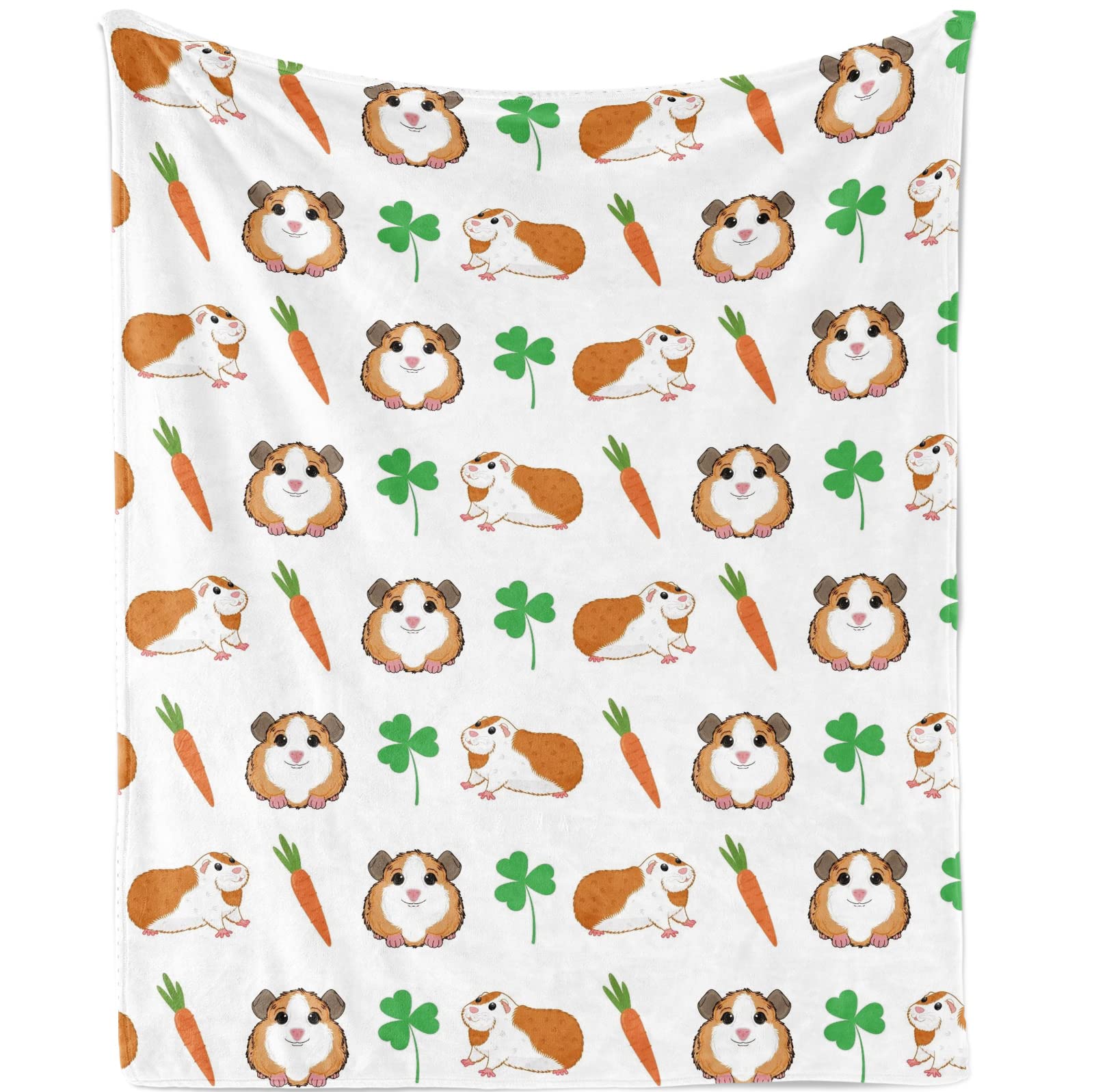 Cute Guinea Pig Blanket for Girls, Cartoon Carrots Shamrock Animal Printed Blanket for Baby Kids Boys Girls Guinea Pig Lovers, Soft Lightweight Fleece Pattern Throw Blanket for Sofa - 130 × 100 CM — image 1