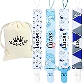 4Pack, Custom Baby Pacifier Holder Clip with Name, Personalized Name Pacifier Clip for Boys and Girls Fits for Most Pacifiers