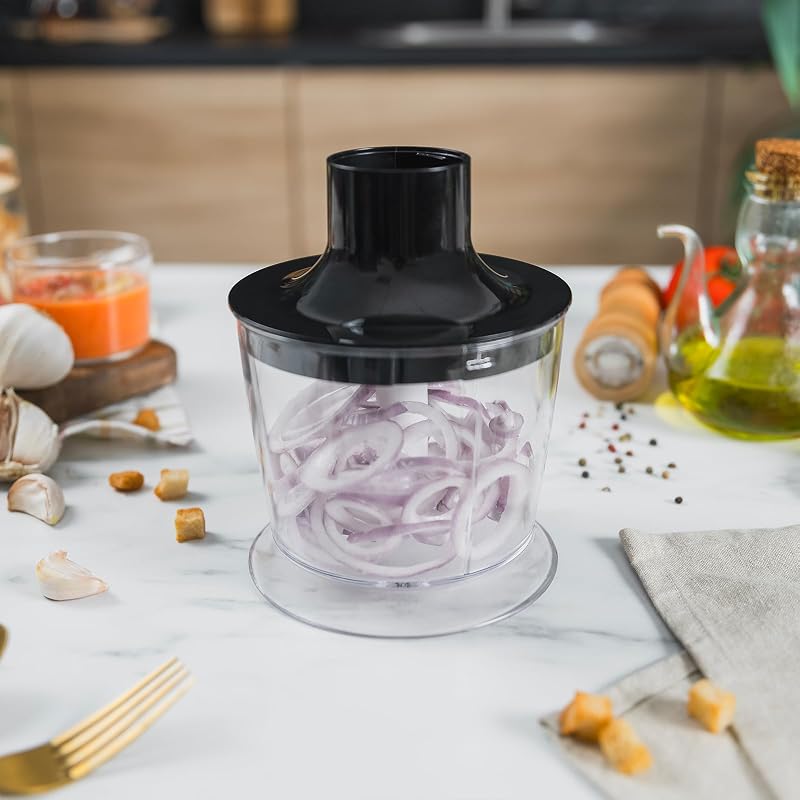 Batidora de Mano Mars 1200W, Control Velocidad Variable, Función Turbo, 4 Cuchillas de Alta Eficacia, Acero Inoxidable, Diseño Ergonómico, Antisalpicaduras, Vaso 700ml, Picadora 500ml y Batidor