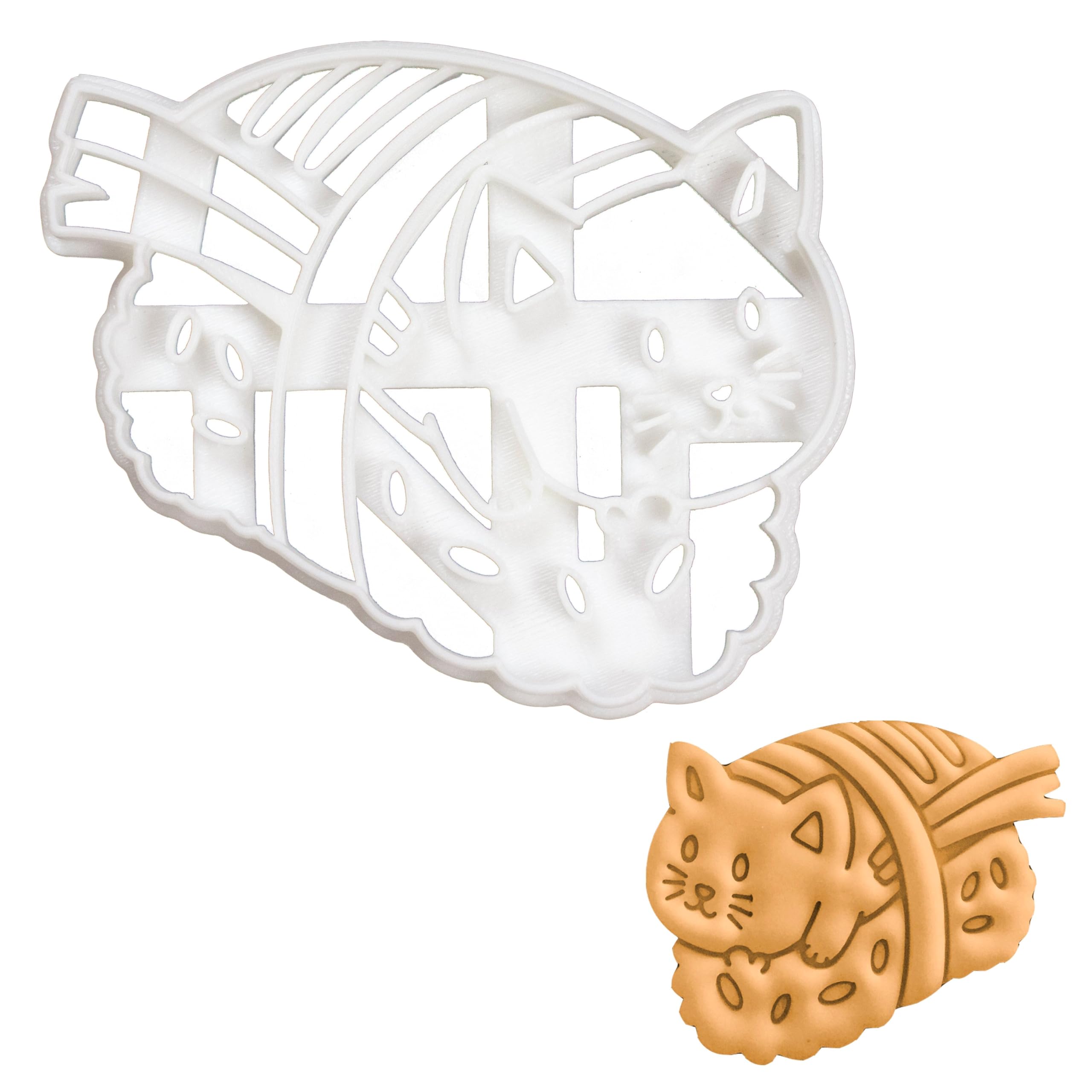 BAKERLOGY Sushi Cat Cookie Cutter - Detailed Biscuit Cutter Design for Baking and Crafts, Ideal on Fondant, Dough, Clay