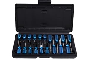 19 Pcs Electrical Terminal Removal Kit, Aluminum Stainless Steel Universal Fit Wire Harness Pin Connector Release Tool Set