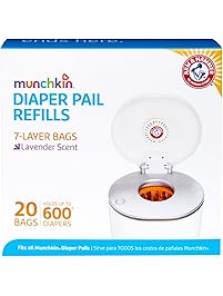 Munchkin Arm & Hammer Diaper Pail Snap, Seal and Toss Refill Bags, 20 Bags, Holds 600 Diapers