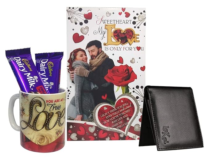 Saugat Traders Valentine S Day Gift For Boyfriend Love Greeting Card Men S Leather Wallet Coffee Mug With 2 Chocolates Special Love Best Gift For Husband Boys Men S Amazon In Grocery Gourmet Foods