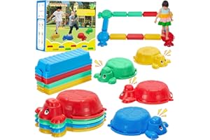 HAPATOYS Balance Beams Stepping Stones For Kids - 12 Piece Turtle Jumping Stepping Stones Balance Beams, Toddler Indoor or Outdoor Play Obstacle Course, Stocking Stuffers for Active Kid Ages 2 3 4 5 6 Year Old