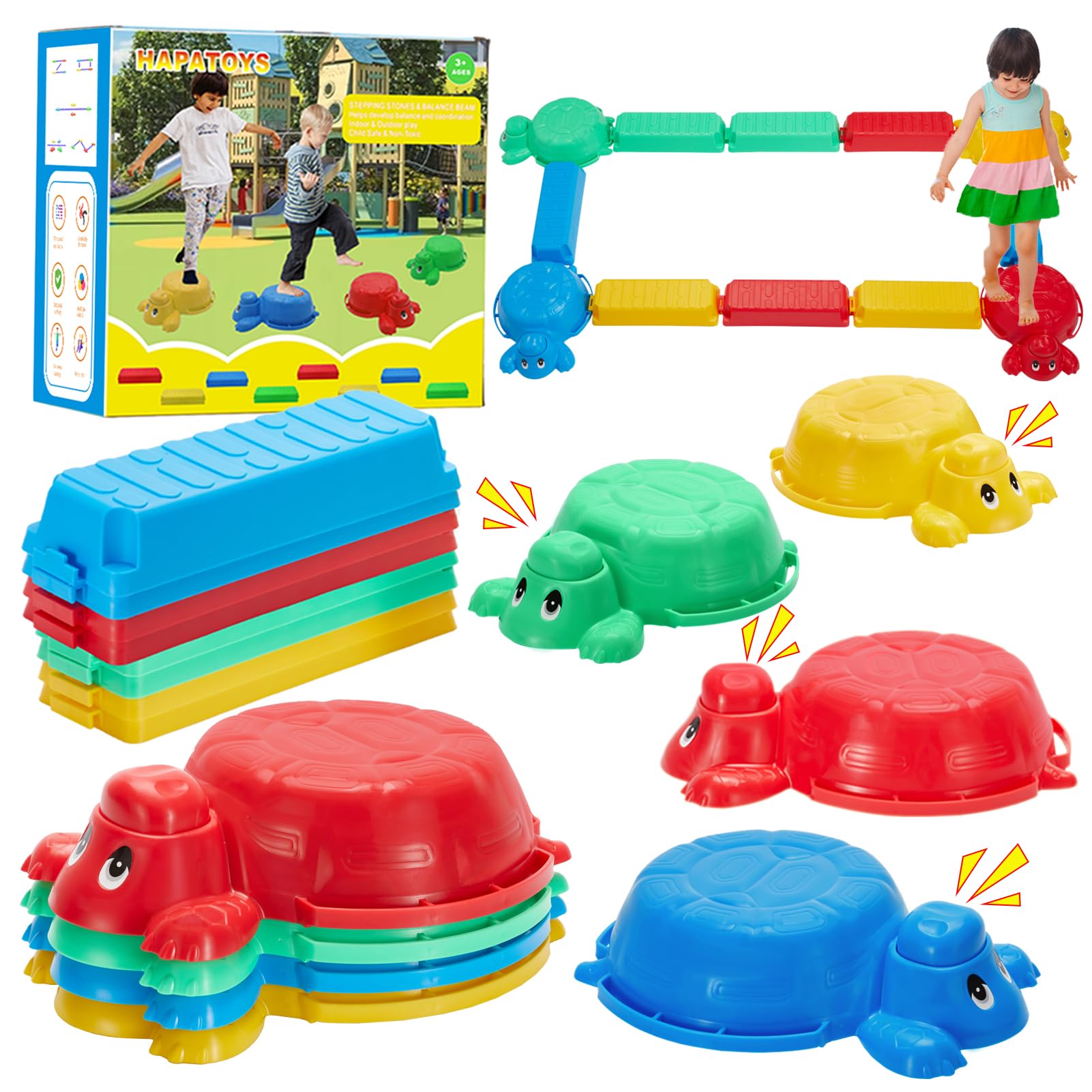 Photo 1 of Balance Beams Stepping Stones For Kids - 12 Piece Turtle Jumping Stepping Stones Balance Beams, Toddler Indoor or Outdoor Play Obstacle Course, Stocking Stuffers for Active Kid Ages 2 3 4 5 6 Year Old