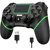 LZXWAWA Wireless Controller for Ps4 Controller Ps4/Slim/Pro/Windows PC | Touchpad/Vibration/Turbo/Built-in Speaker&amp;3.5mm Headphone Jack/Six-axis Motion Control/USB-C Charging Cable，Black Green