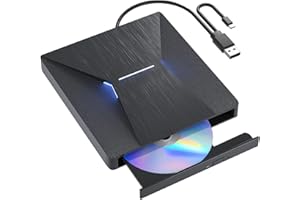 MthsTec External Bluray DVD Drive, USB 3.0 and Type-C Bluray Reader 3D Slim Optical CD Drive Compatible with Windows XP/7/8/1