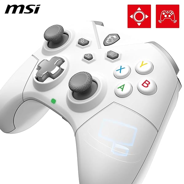 MSI FORCE GC300 WIRELESS WHITE PC GAMEPAD CONTROLLER – 2.4 GHZ, BLUETOOTH, USB TYPE-C TO A – WIRED/WIRELESS, 600MAH LI-ION BATTERY (20H), INTERCHANGEABLE D-PAD COVERS, DUAL VIBRATION MOTORS