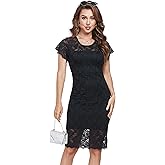 Atnlewhi Womens Vintage Lace Floral Off Shoulder Elegant Swing Dresses A-line Mini Dress for Party Cocktail Wedding