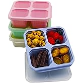 MKYHBOO 4pcs Snack Box Container Set, Square Lunchable Divided Snack Containers, Bento Boxes with 4-Compartment, Food Storage Containers for School, Work, Travel