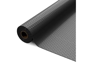 JOPHUN 7.5 x 17 FT Garage Floor Mat, 2.5 mm Thickness Diamond PVC Garage Flooring Roll, Floor Protector Mat for Garage Warehouse Gyms, Black
