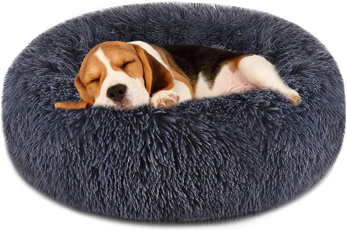 FOCUSPET Dog Bed Cat Bed Donut, Pet Bed Faux Fur Cuddler Round Comfortable for Small Medium Large Dogs Ultra Soft Calming Bed Self Warming Indoor Sleeping Bed Multiple Sizes (20''/24''/32''/40''/46'')