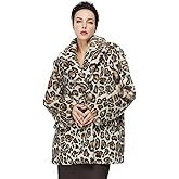 BEAUZSUZSANA Leopard Print Faux Fur Coat Luxurious Long Sleeve Jacket with Pockets Winter Party Blazer Evening Out Coat