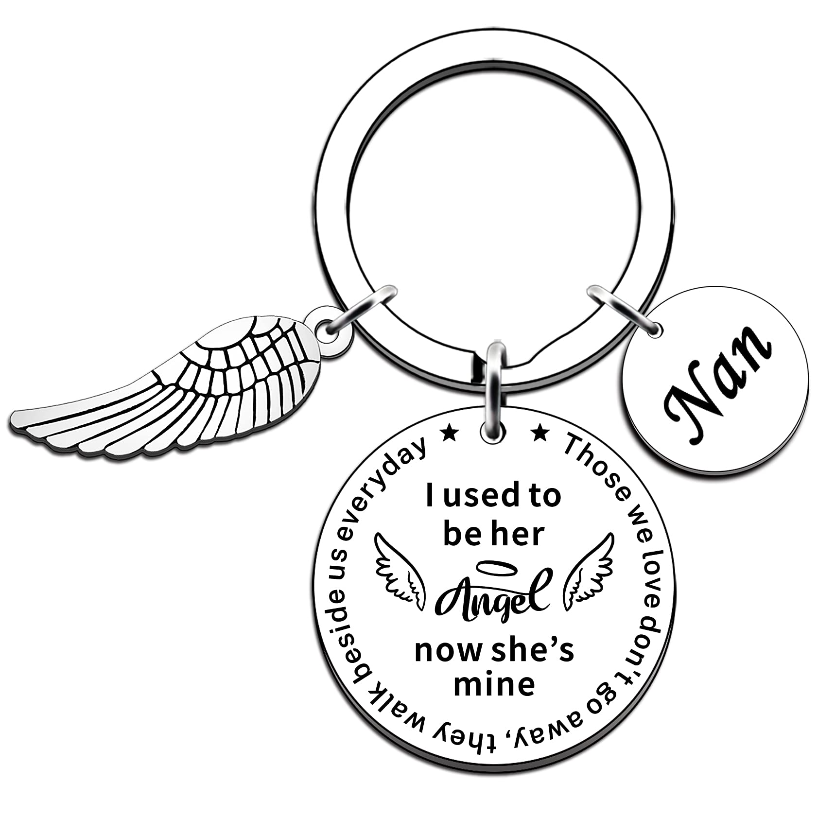 JMIMO Nan Memorial Gifts Smpathy Gift Loss of Nan Nanny Funeral Gift in Memory of Nan Wing Keyring Memorial Gifts for Loss of Nan Angel Gifts
