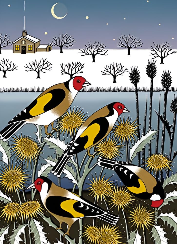 Museums and Galleries Charity Christmas Cards Pack of 8 with Contemporary Goldfinch Design - Eco-Friendly Xmas Cards Multipack with Envelopes